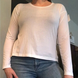 Athleta White Long Sleeve Open Back Top